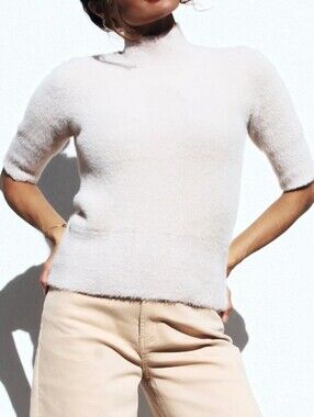 Bailey 44 Metropolis Short-Sleeve Turtleneck Sweater in Soft Cream - Size XL
